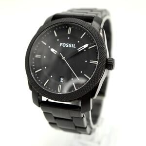 Fossil Machine Men's 42mm Date Watch FS5393 Black Stainless Steel w New Battery